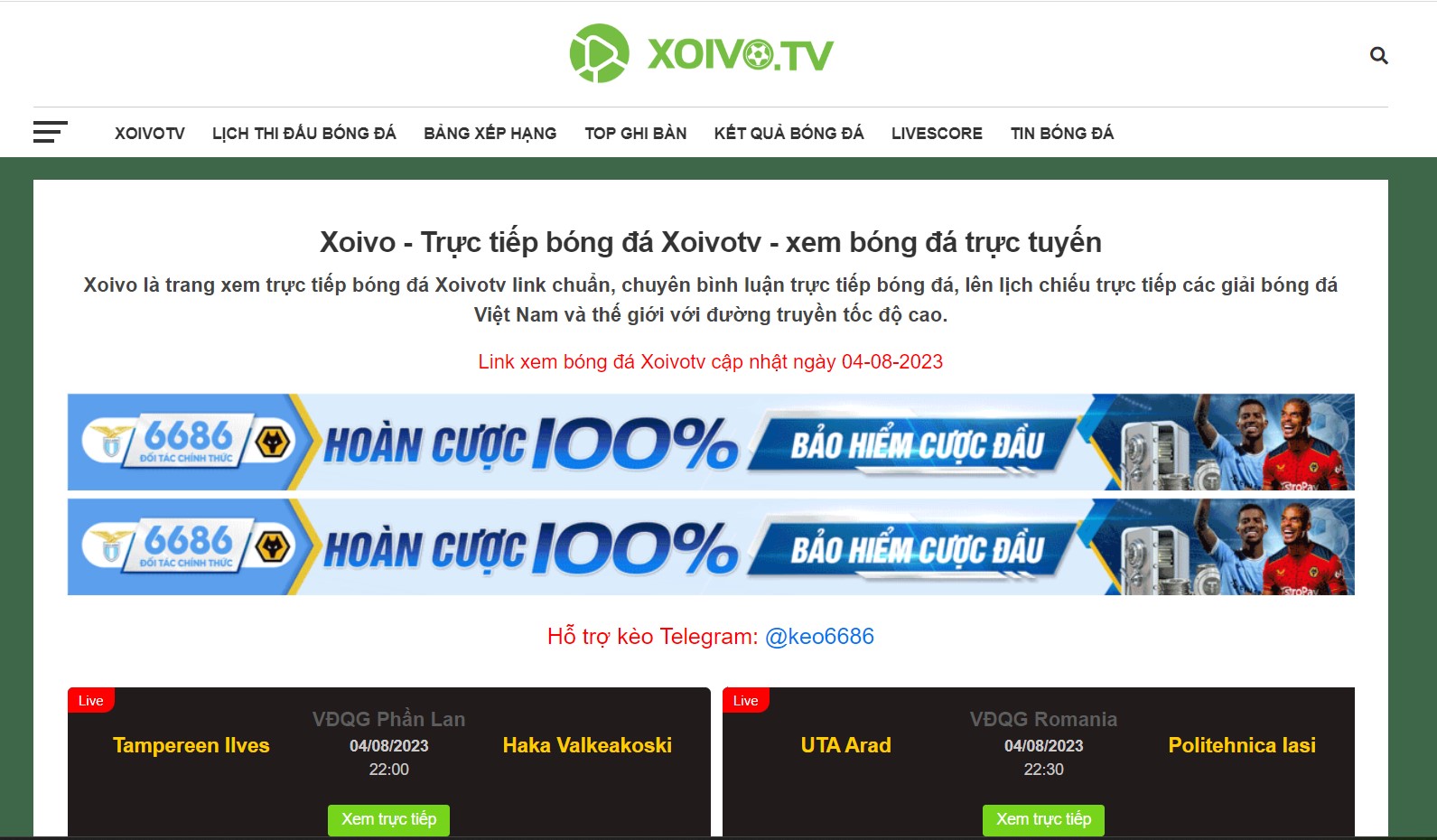 XoivoTV cung cấp cho bạn tính năng xem tỷ số trực tiếp vô cùng tiện ích. 