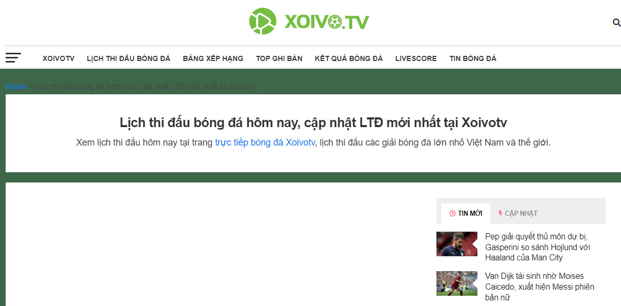 Cách xem lịch đấu bóng đá tại XoivoTV siêu đơn giản
